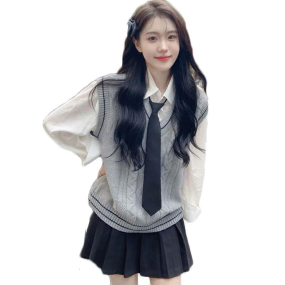高校制服　ベスト、リボン、Ｙシャツ3点セット レディース ジャケット ベスト スカート ワイシャツ4点セット